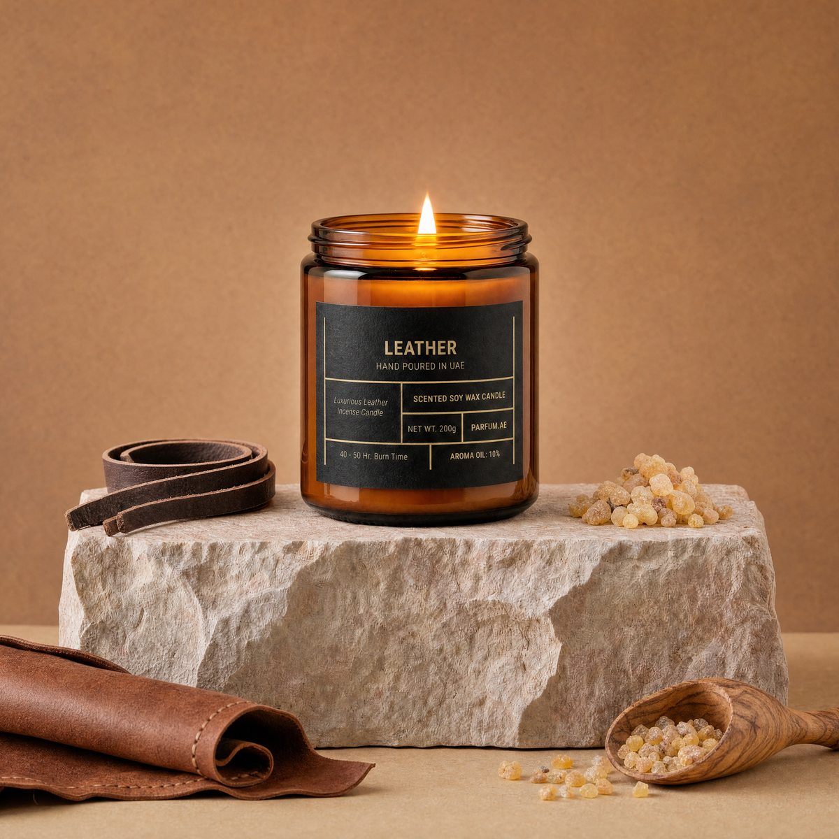 Leather Scented Soy Wax Candle