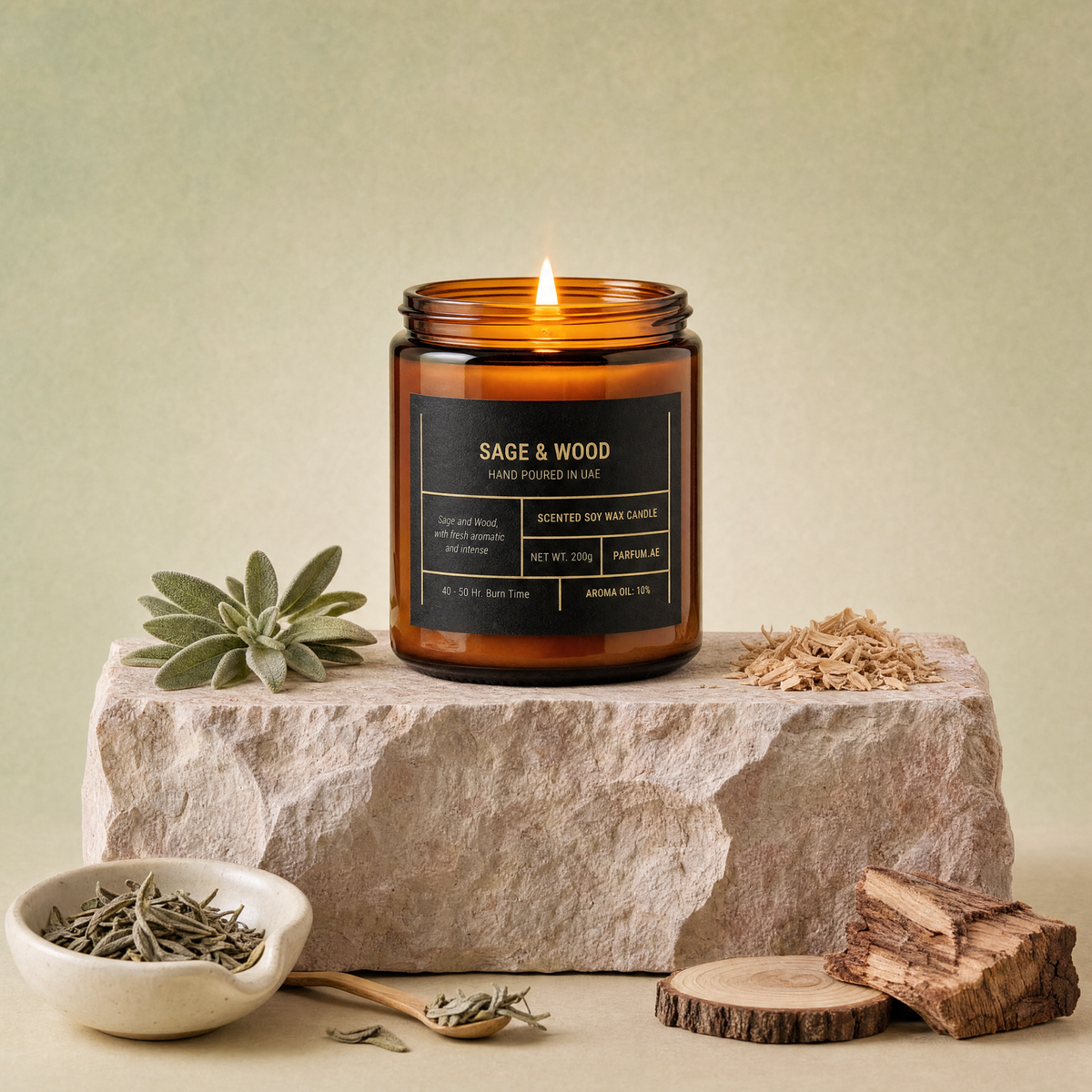Sage & Wood Scented Soy Wax Candle
